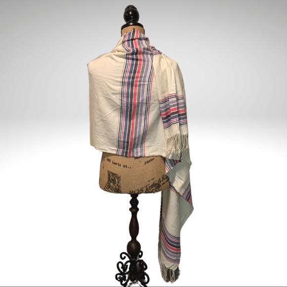 Gap Modal Multicolor Striped Scarf with Twisted Rope Fringes 84x25" - Picture 6 of 9